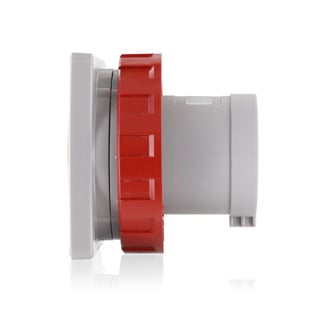 W3125-B6 Series I International Configuration Watertight Pin and Sleeve Inlet, 380 to 415 V AC, 125 A, 3 Poles, 4 Wires, Red