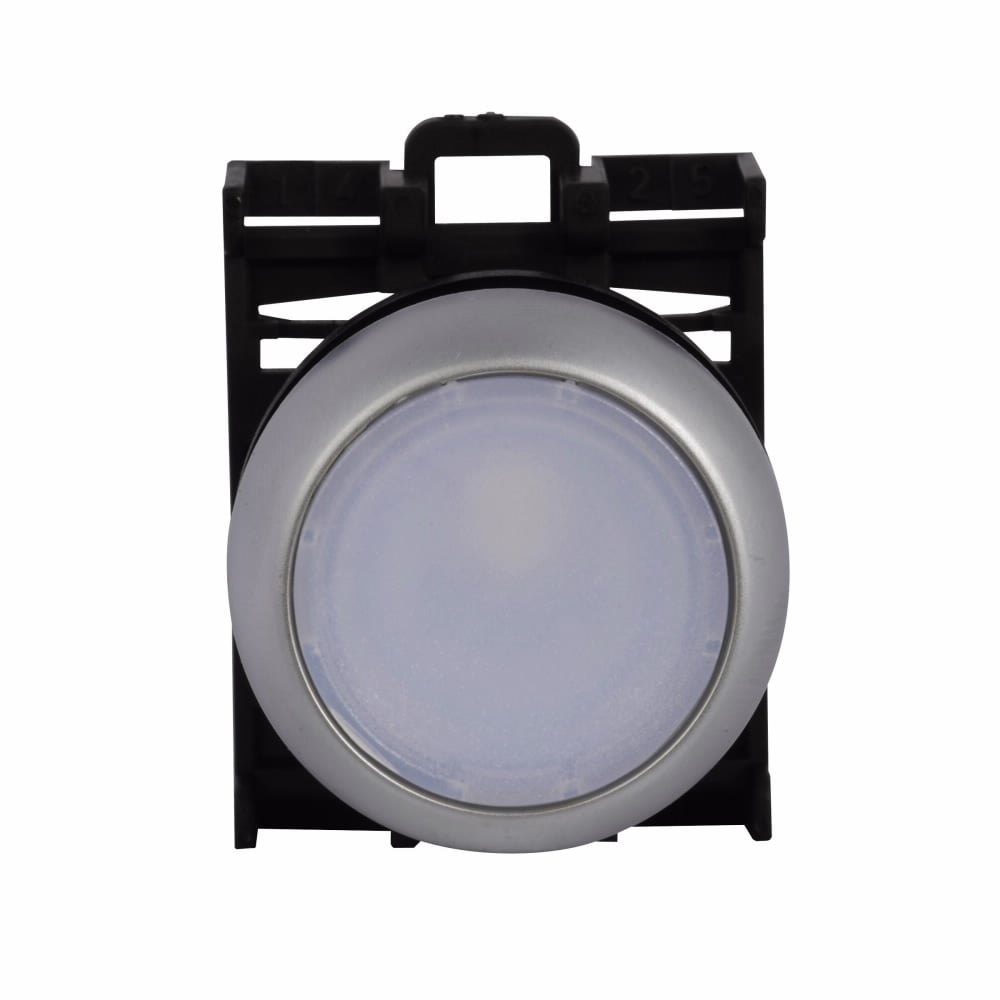 M22-DL-W Modular Illuminated Pushbutton Operator, 22.5 mm, Flush Operator, Momentary Contact, White