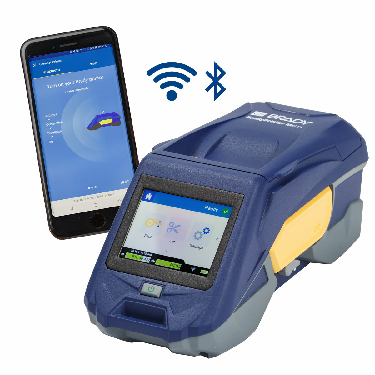 M611-AM-BT-W PC Barcode Capable Single Color Mobile Label Printer, Thermal Transfer Print, 1.92 in W Tape, 110 to 240 V AC, Color Touch Screen/LCD Backlit Graphics Display