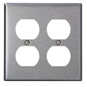 84016-40 Standard Size Traditional Wall Plate, 2 Gangs, 4.562 in W x 4.5 in H, 302 Stainless Steel