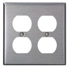 2-Gang, Duplex Device Receptacle Wallplate, Standard Size, Device Mount, Stainless Steel