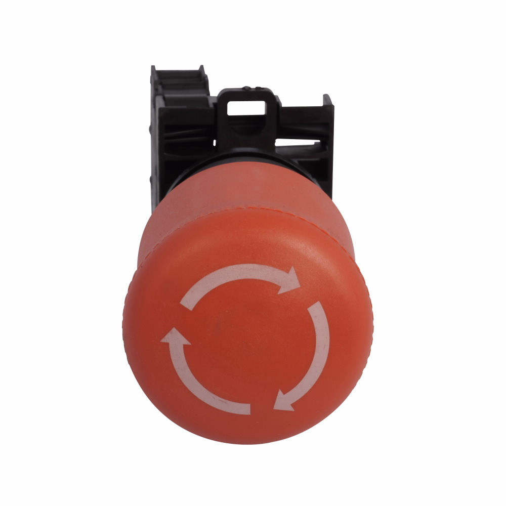 M22-PVT-K01 Emergency Stop Non-Illuminated Modular Pushbutton Selector Switch, 22.5 mm, 1NC Contact, Knob Operator, Red/Silver