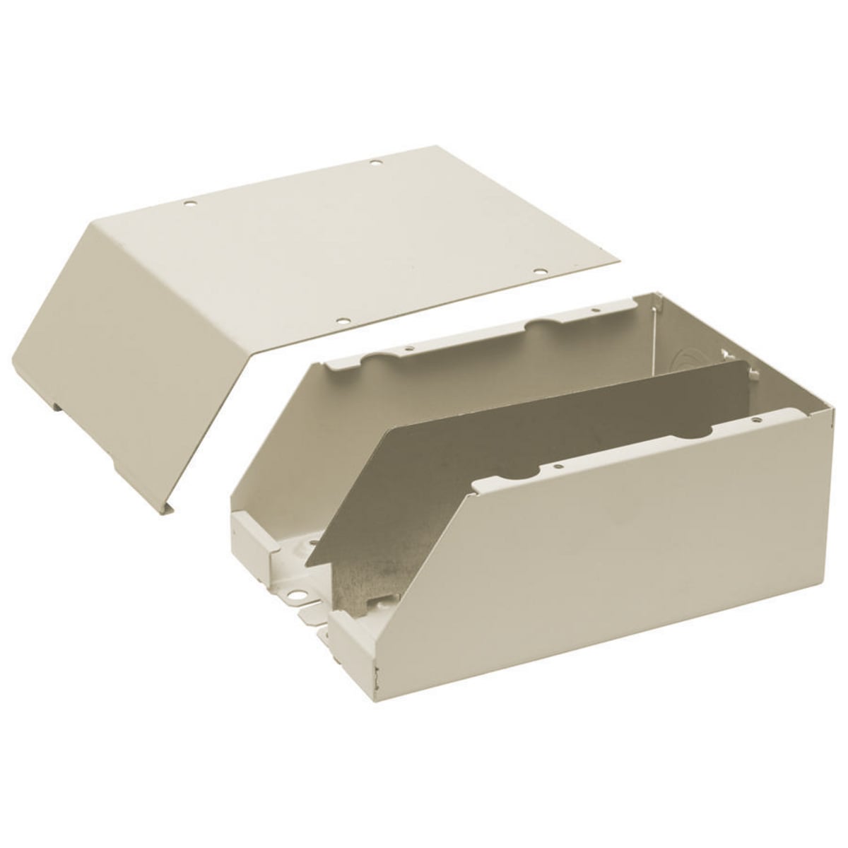 HBL2410DFOIV Bend Radius Divided Standard Entrance End Fitting, 1.22 sq-in, For Use With HBL2400, HBL2400D Series Metal Raceway, Rolled Steel, Ivory
