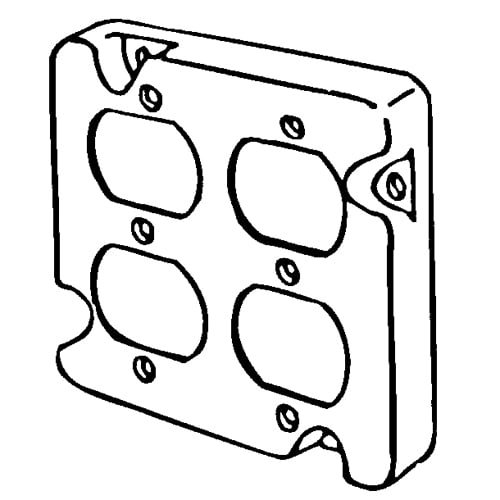 8492N Raised Square Box Cover, 4-11/16 in L x 4-11/16 in W x 1/2 in D, Duplex Receptacle Cover, Steel