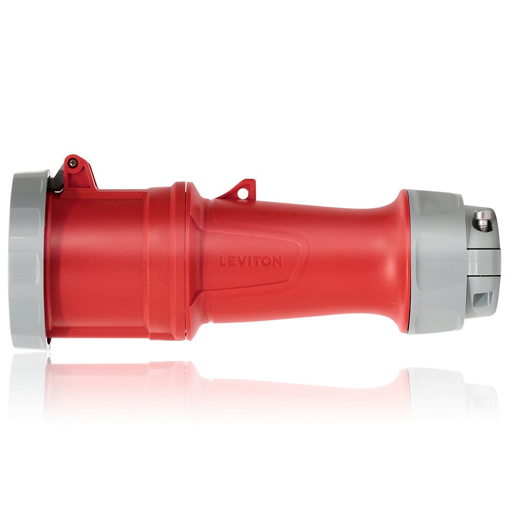 560C7WLEV LEV Series 3-Phase Dustight North American Rated Watertight Pin and Sleeve Connector, 277/480 V AC, 60 A, 4 Poles, 5 Wires, Red