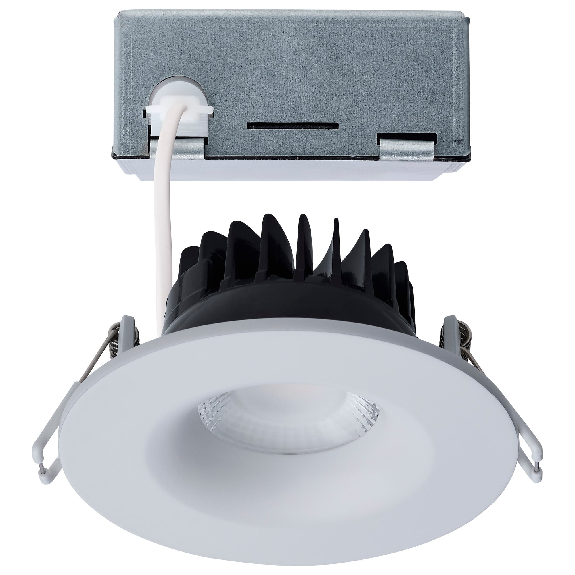 10 Watt LED Direct Wire Downlight - Remote Driver - CCT Selectable - Dimmable - Round - White Finish