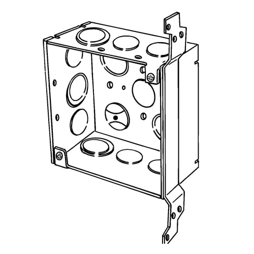 4SDVB-EK-PL Square Box, Steel, 30.3 cu-in Capacity, (13) Outlets, (13) Knockouts, 4 in H x 4 in W x 2-1/8 in D