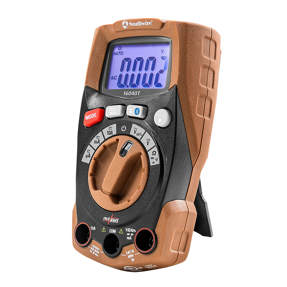 630194 Auto-Ranging Digital Multimeter, 4 to 600 V AC/400 mV to 600 V DC/400 uA to 10 A/400 Ohm to 40 MOhm/40 nF to 4000 uF/9.999 Hz to 9.999 kHz Measuring, 600 V AC/DC, 10 A, 40 MOhm, 4000 Count Backlit LCD Display