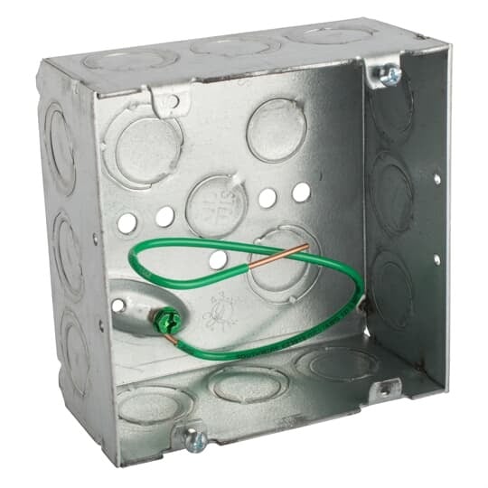 721711234EP eFab Outlet Box, Steel, 42 cu-in Capacity, (1) Outlets, (11) Knockouts, 4-11/16 in H x 4-11/16 in W x 2-1/8 in D