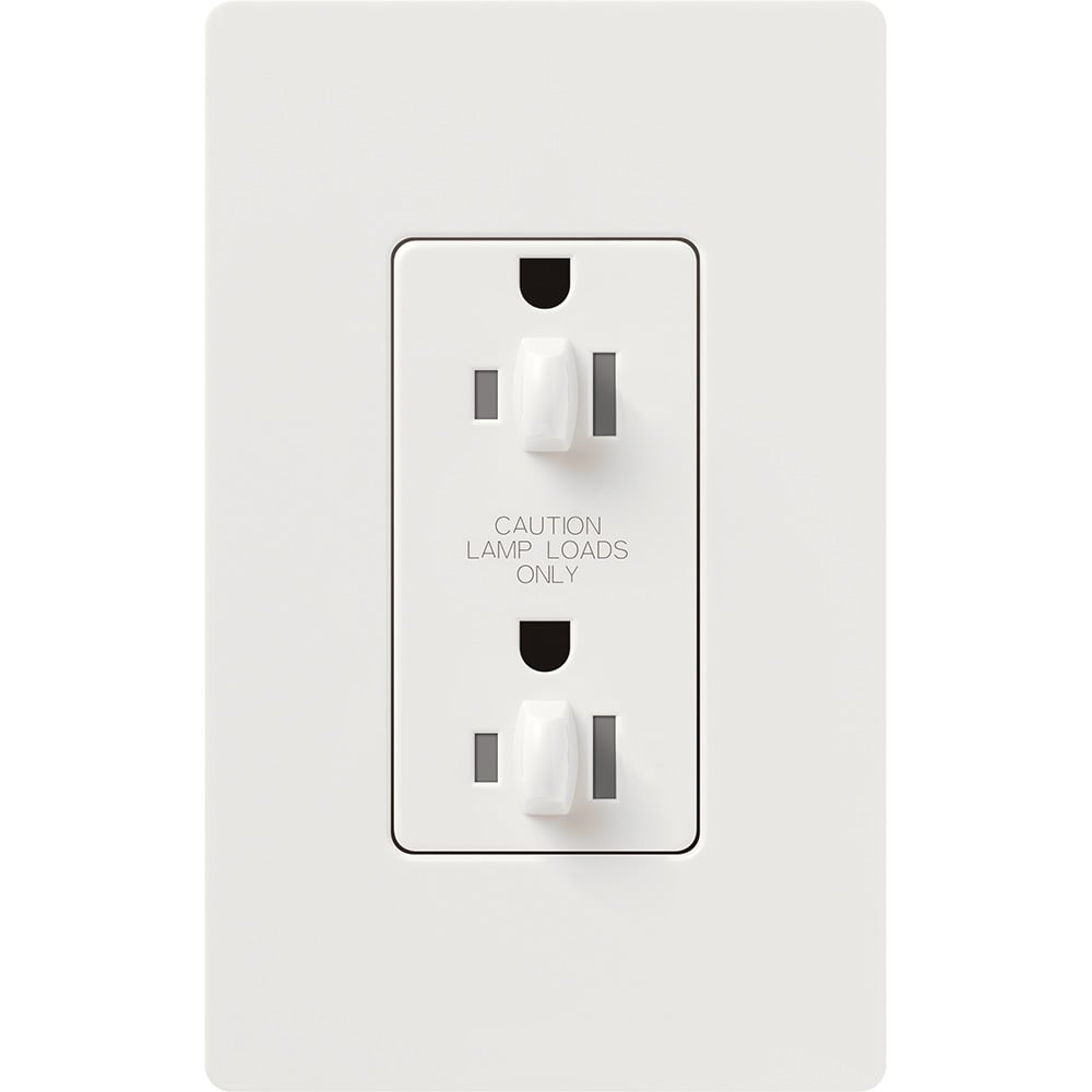 CAR-15-DDTR-WH Claro Dual Dimming Tamper-Resistant Duplex Receptacle, Decorator-Style Outlet, 15 Amp, Gloss, White