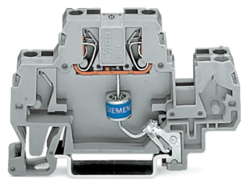 870-523/281-579 Double-Deck Component Terminal Block, 24 V AC/DC, 20 A, 28 to 14 AWG Wire, DIN Rail Mount