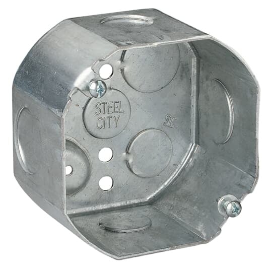 54171-1234RD Steel City Drawn Style Octagon Box, Steel, 22.5 cu-in Capacity, 1 Outlets, 2-1/8 in D