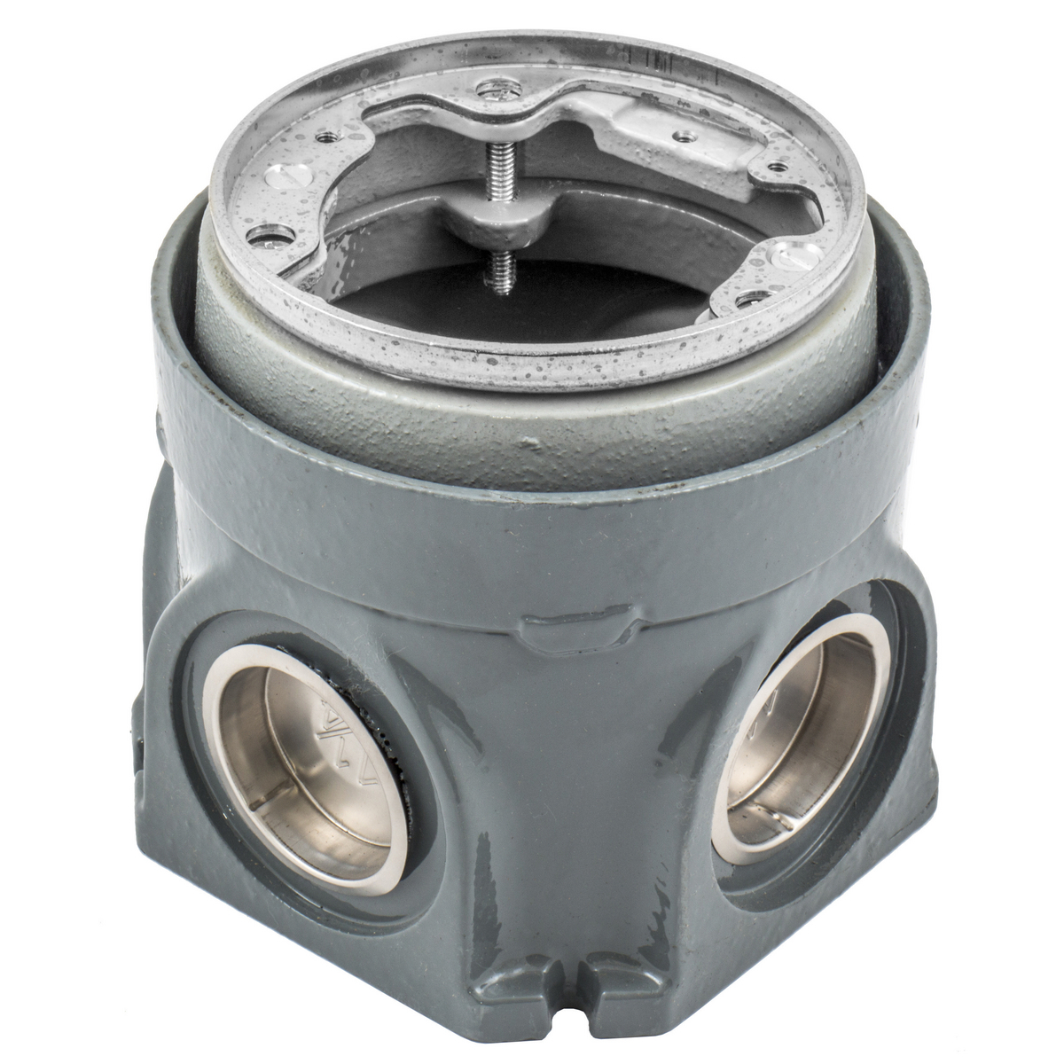 BA2506 Deep Fully Adjustable Concrete Floor Box, Cast Iron, 50.8 cu-in Capacity, 1 Gangs, 4 Knockouts, 5 in L x 4.66 in W x 4.75 in H