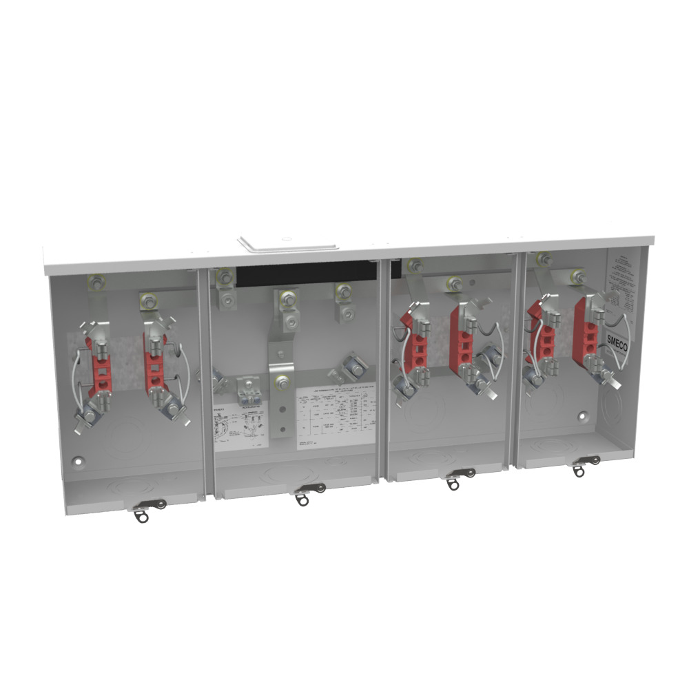 U1253-X-KK-K1 Meter Socket, 200 Amp, 1 Phase, Ringless, Horn, 4 Term, 3 Position, OH or UG with Center Wireway, 300V