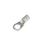 Non-Insulated Large Brazed Seam Ring Terminal, Length 1.35 Inches, Width .60 Inches, Bolt Hole 3/8 Inch, Wire Range #4 AWG, Copper, Tin Plated, 20 Pack