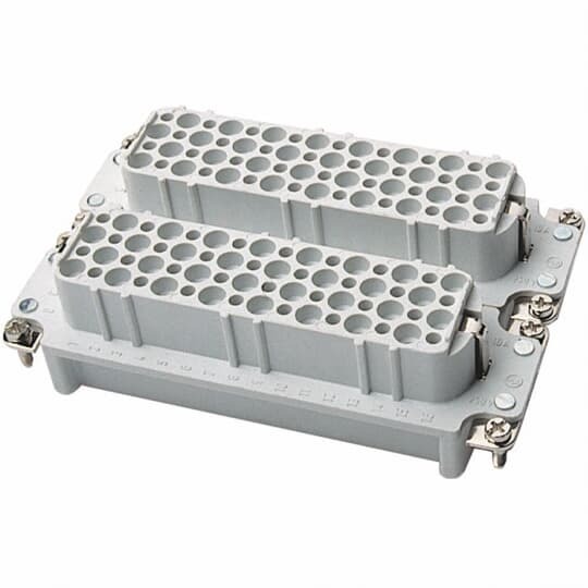FC364D Pos-E-Kon D Series High Density Terminal Insert, 64 Positions, 26 to 12 AWG Wire, Crimped/Female Connection, Glass Filled Thermoplastic