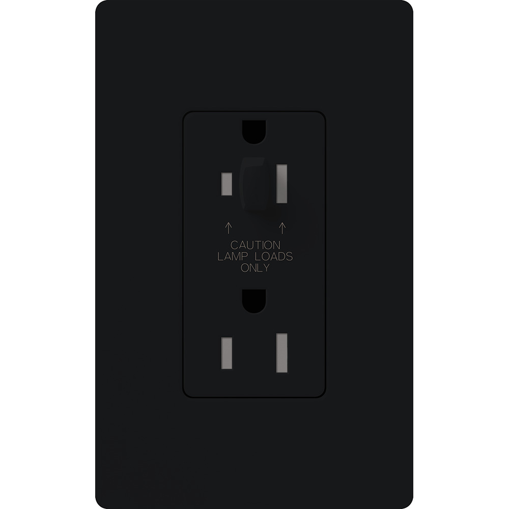 NTR-15-HDTR-BL Architectural Half-Dimming Tamper-Resistant Duplex Receptacle with Wall Plate, 15 Amp, Matte, Black