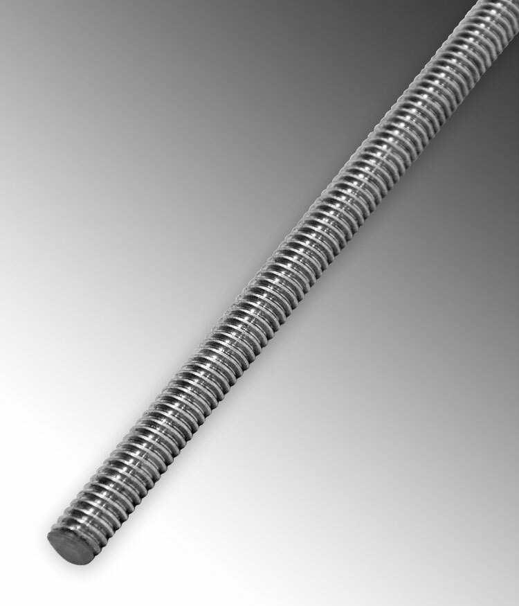 S60312TR00 Threaded Rod, 3/8-16, 12 in OAL, Stainless Steel, Polished