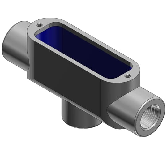 TB28 T&B BlueKote Type TB Conduit Body, 3/4 in Hub, Form 8 Form, 9 cu-in Capacity, Iron, Epoxy Powder Coated/Zinc Plated