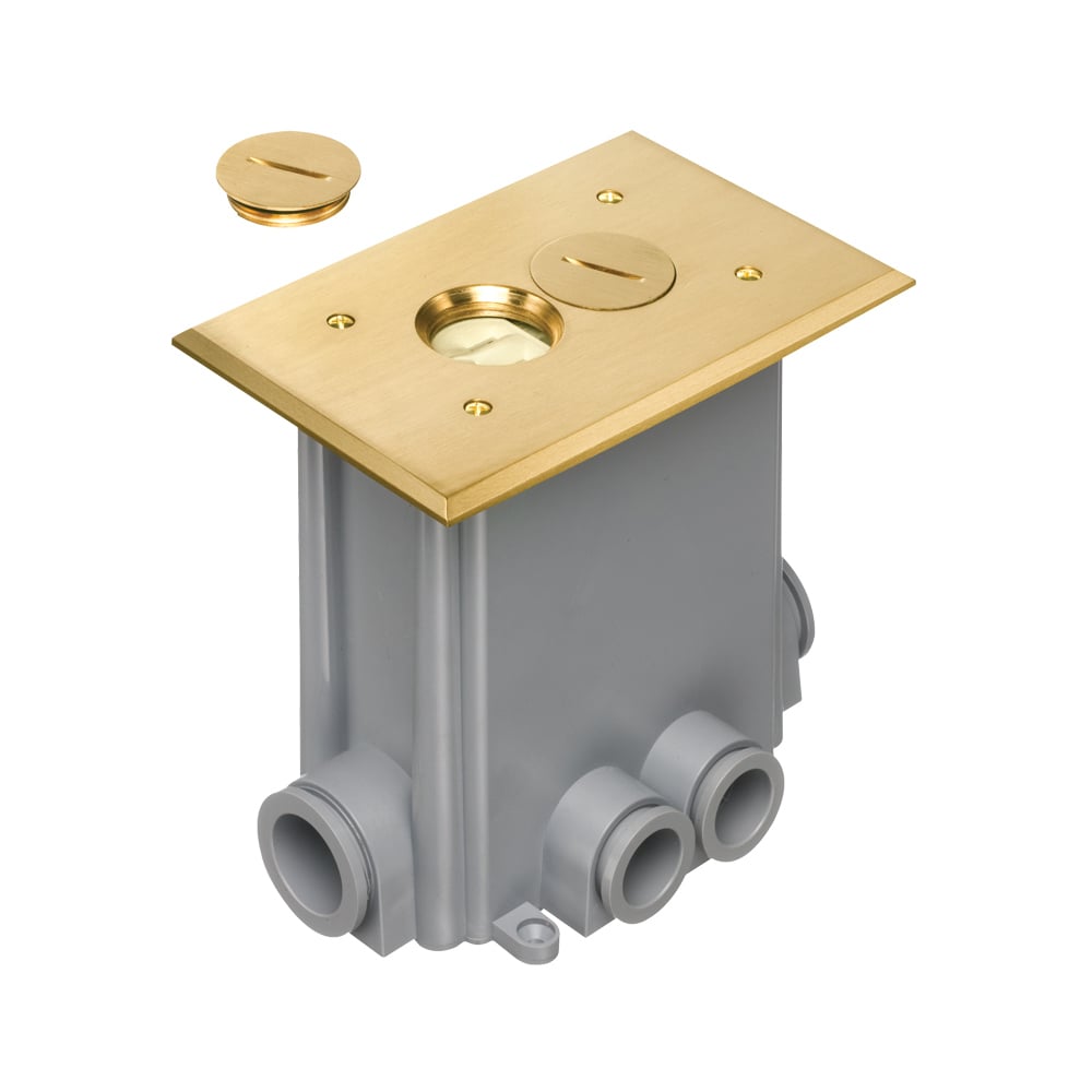 FLBC101MB Non-Metallic Floor Box Kit With Threaded Plug, Brass/Plastic, 1 Gang