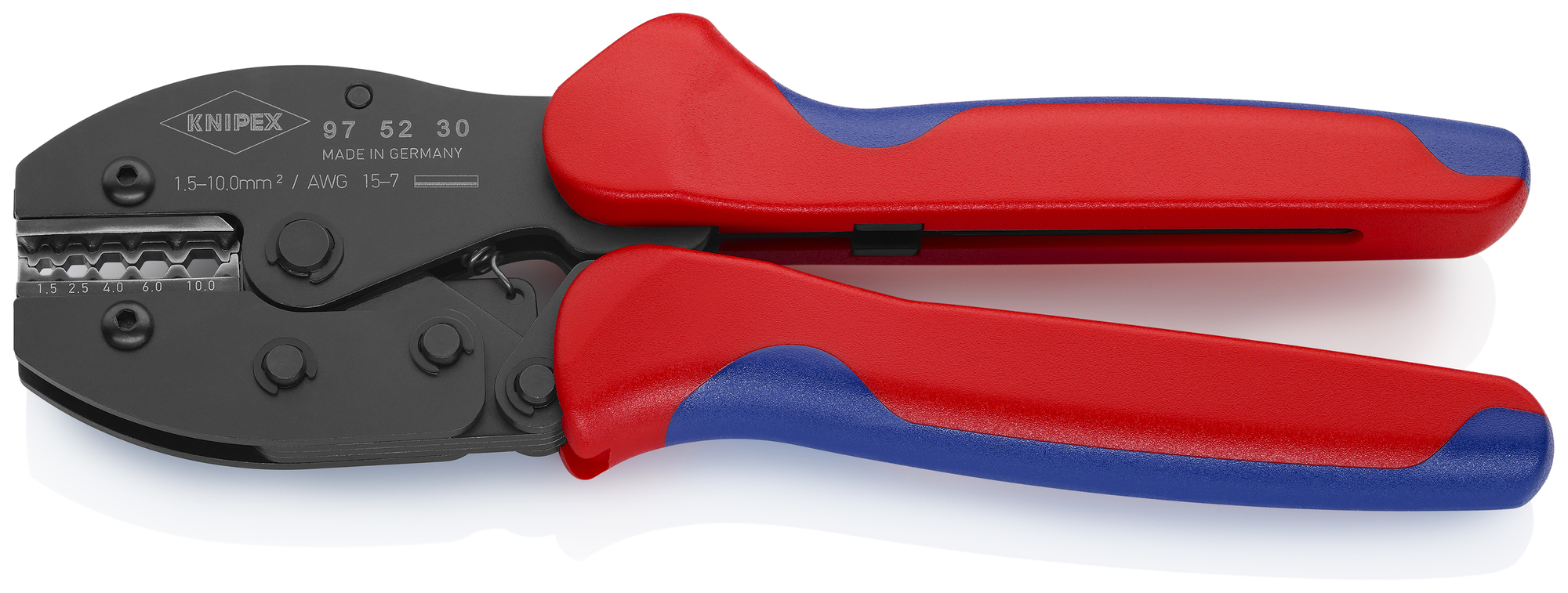 Crimping Pliers For Non-Insulated Crimp Connectors, 8 3/4 in., Multi-Component, Hexagonal Crimp, 5 Crimp Positions