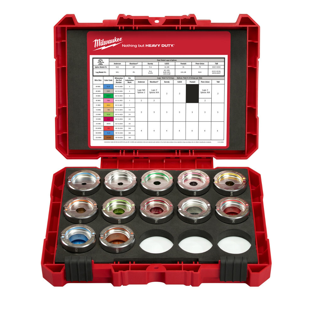 49-16-KITA M18 Force Logic U-Style Crimping Tool Die Kit, 15 Pieces, Aluminum
