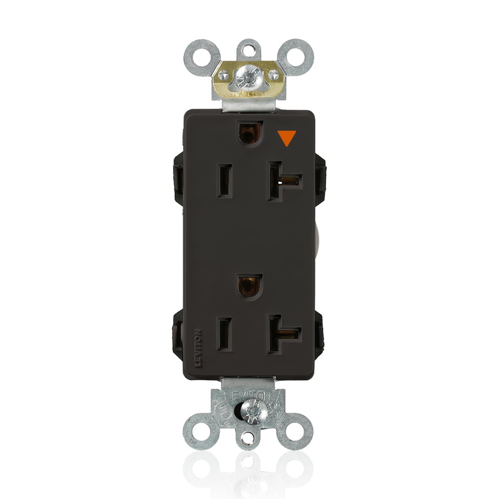 M1636-IGE Decora Plus Lev-Lok 1-Phase Duplex Heavy Duty Isolated Grounding Straight Blade Receptacle, 125 V AC, 20 A, 2 Poles, 3 Wires, Black