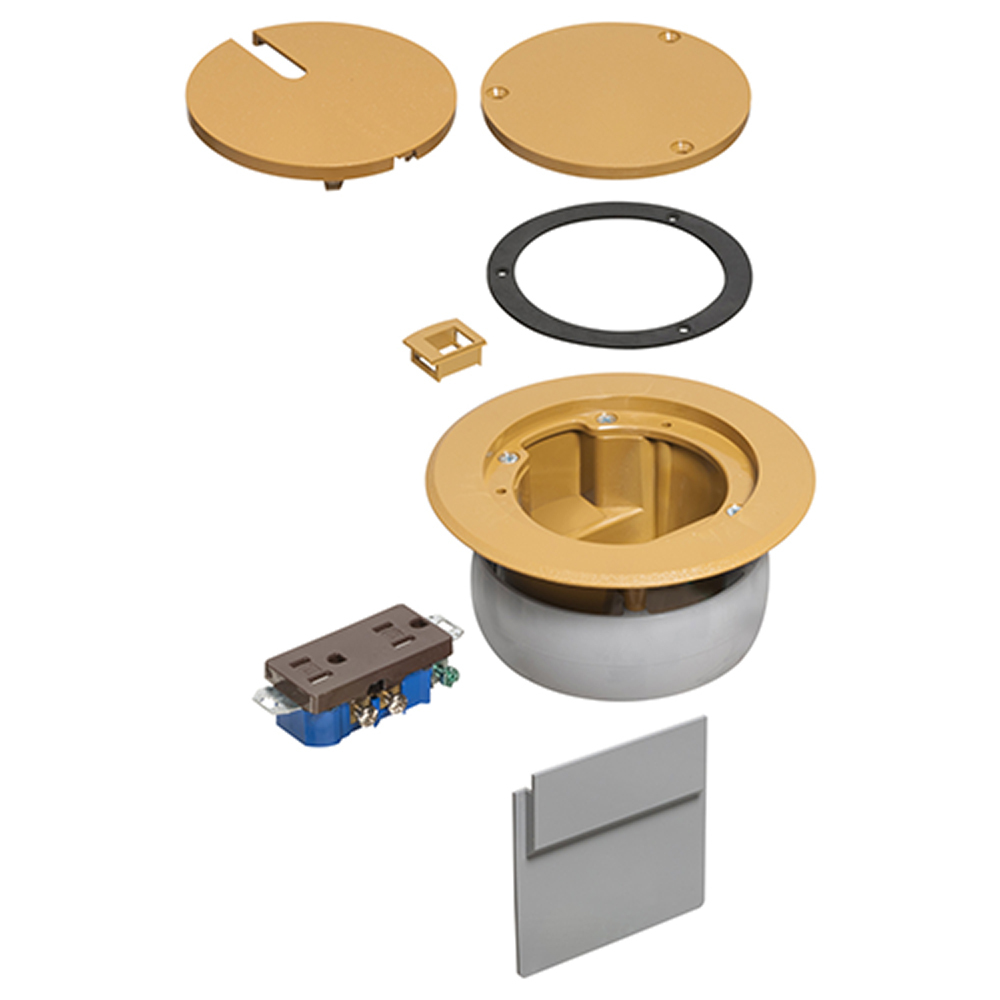 FLBC4560DCA InBox Non-Metallic Recessed Floor Box Cover Kit, 5.7 in Dia, Plastic