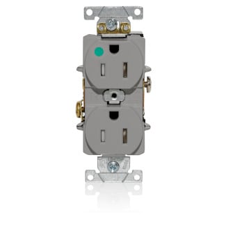 T8200-GY T8200 Duplex Flat Smooth Face Heavy Duty Self-Grounding Standard Tamper-Resistant Straight Blade Receptacle, 125 V AC, 15 A, 2 Poles, 3 Wires, Gray