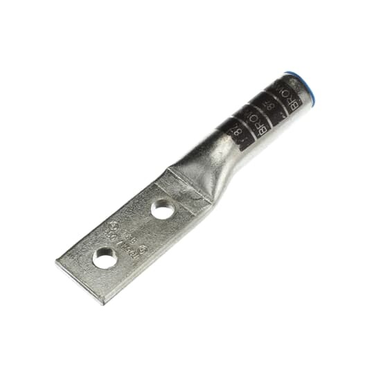 60267 Color-Keyed 2-Hole Non-Insulated Compression Lug, 350 kcmil Aluminum/Copper Conductor, Die Code: 87H, 1/2 in Stud, Aluminum
