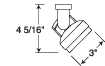 T841 BL Track Head, Incandescent Lamp, Front Loading Gimbal Ring Head, 4-5/16 in Max Extension