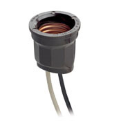 157 Keyless Self Clamping Lampholder With (2) 6 in Black, White Leads, 660 W, 250 V AC, E26 Lamp