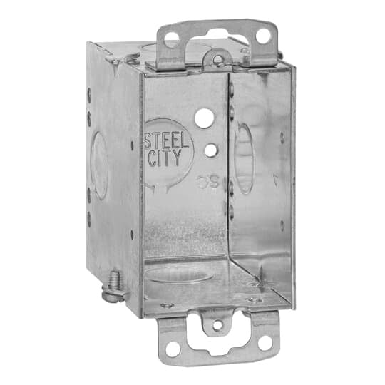 CW-1/2 Steel City Gangable Welded Style Switch Box, Steel, 14 cu-in Capacity, 1 Gangs, 1 Outlets, 3 Knockouts
