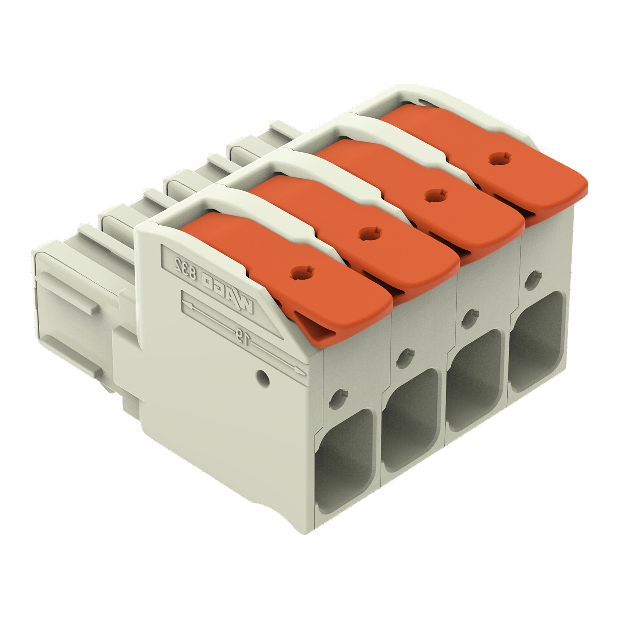 832-1104 Lever 1-Conductor Female Connector, 1 kV, 76 A, 18 to 4 AWG Wire, 4 Poles