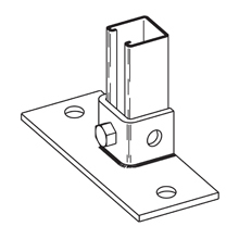 B279FLGRN Rectangular U Type Post Base, 1 Channel, Flush to Side Channel Position, 1-5/8 in H Base, For Use With 1-5/8 x 1-5/8 in B22 Series Channel, Steel