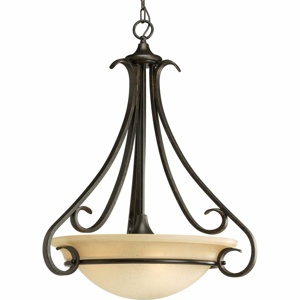 P3847-77 Casual/Traditional Torino/Transitional Pendant Light, (3) Incandescent Lamp, 120 V AC, Forged Bronze/Brown Painted Housing