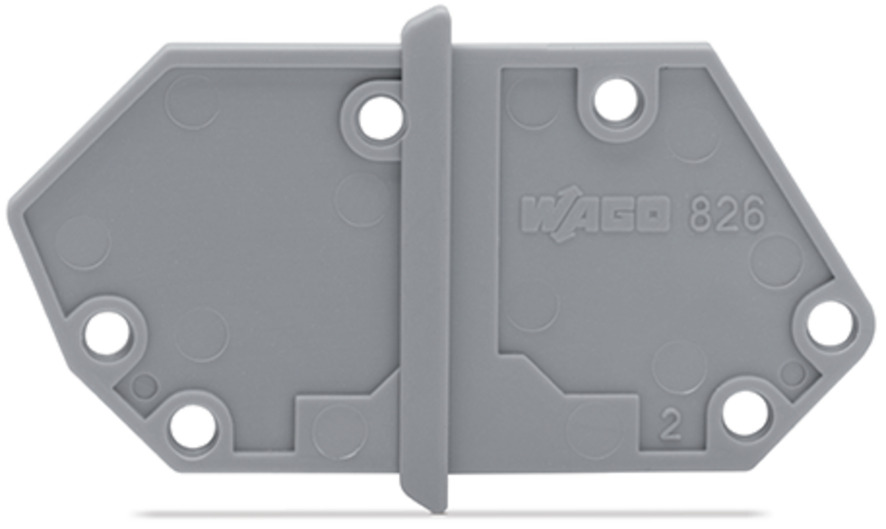 826-158 Snap-Fit End plate, 1.5 millimeter Thickness, Polyamide, Gray