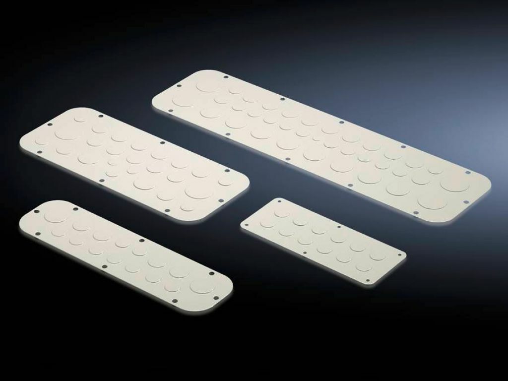 1581200 Gland Plate With Metric Knockouts, For Use With KX Series 1530.000 300 mm W x 120 mm D x 150 mm H Terminal Boxes, M20 Dia Cable Entry, Carbon Steel, RAL 7035