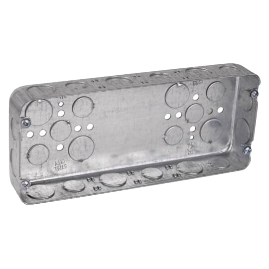 4G-1/2-3/4 Steel City Drawn Style Gang Box, Steel, 70 cu-in Capacity, 4 Gangs, 4 Outlets, 26 Knockouts