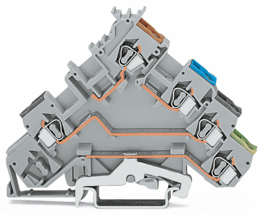 280-570 Sensor Terminal Block With Ground Contact, 400 V AC, 20 A, 28 to 12 AWG Wire, DIN Rail Mount