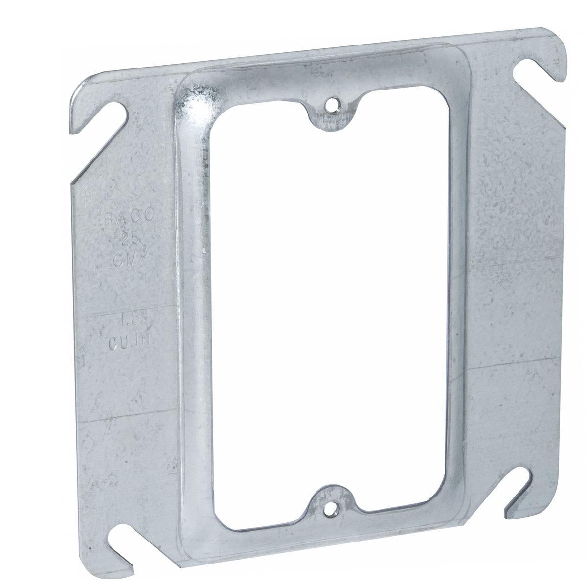 771 1-Device Raised Box Cover, 4 in L x 4 in W, Receptacle/Switch Cover, Drawn Steel