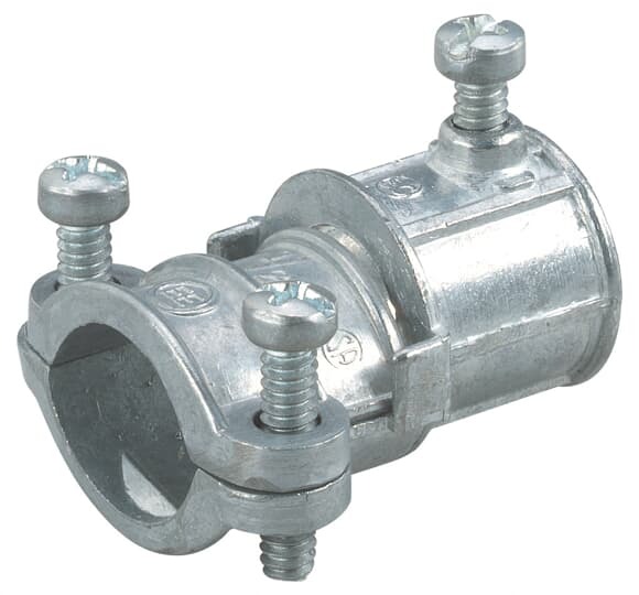 TX210 Steel City Combination Coupling, 1/2 x 3/8 in, For Use With EMT to Flex Set-Screw Conduits, Die Cast Zinc