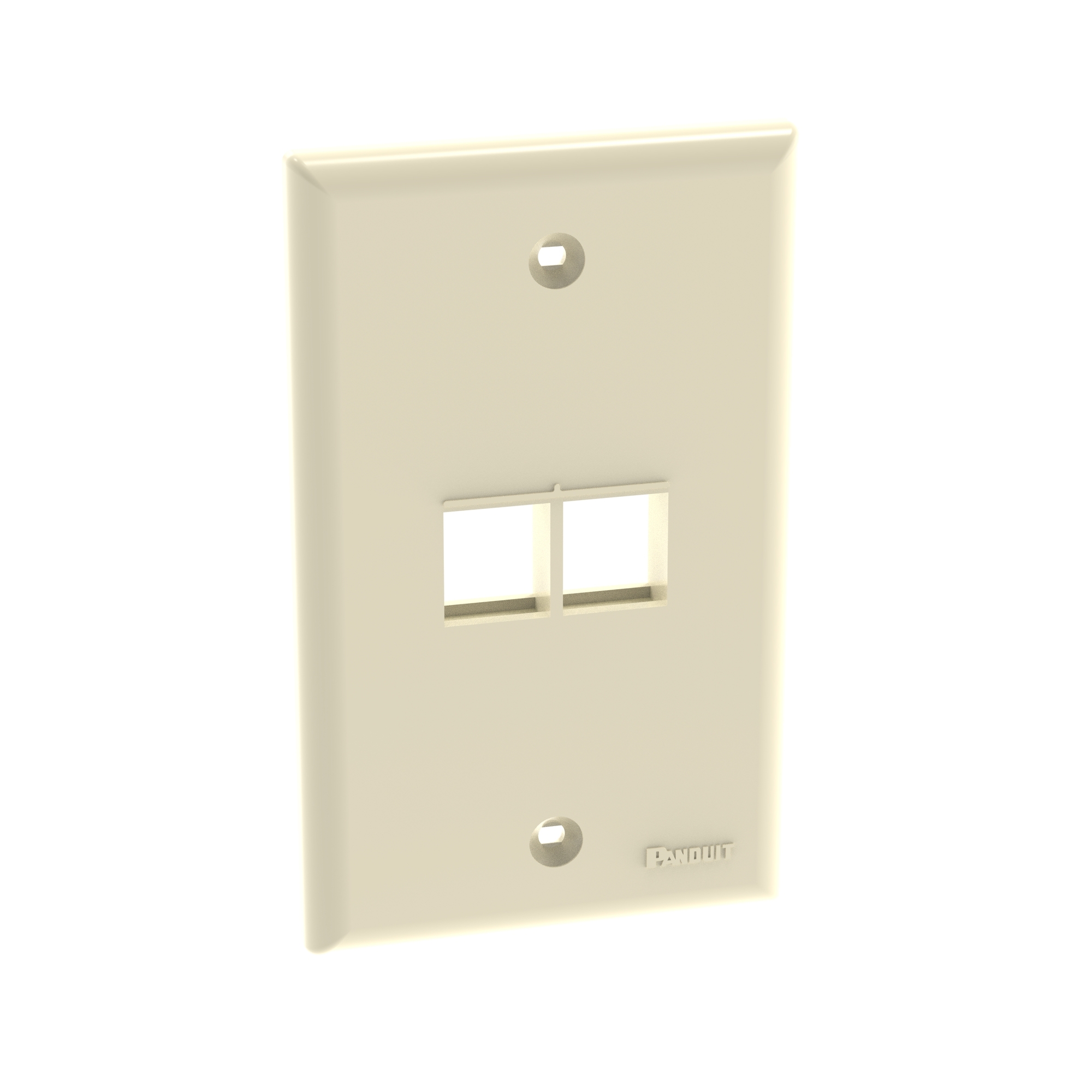 NK2FNEI NetKey Flat Vertical Faceplate, 1 Gangs, 2 Ports, Keystone Module, Fastened Mount, ABS