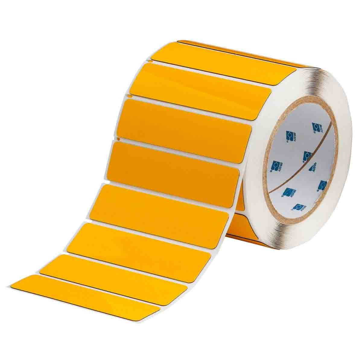 THTEP174-593-.25YL Raised Panel Label, 1 in L x 4 in W, Colored Blank Legend, Yellow, Polyester, 250 per Roll Labels