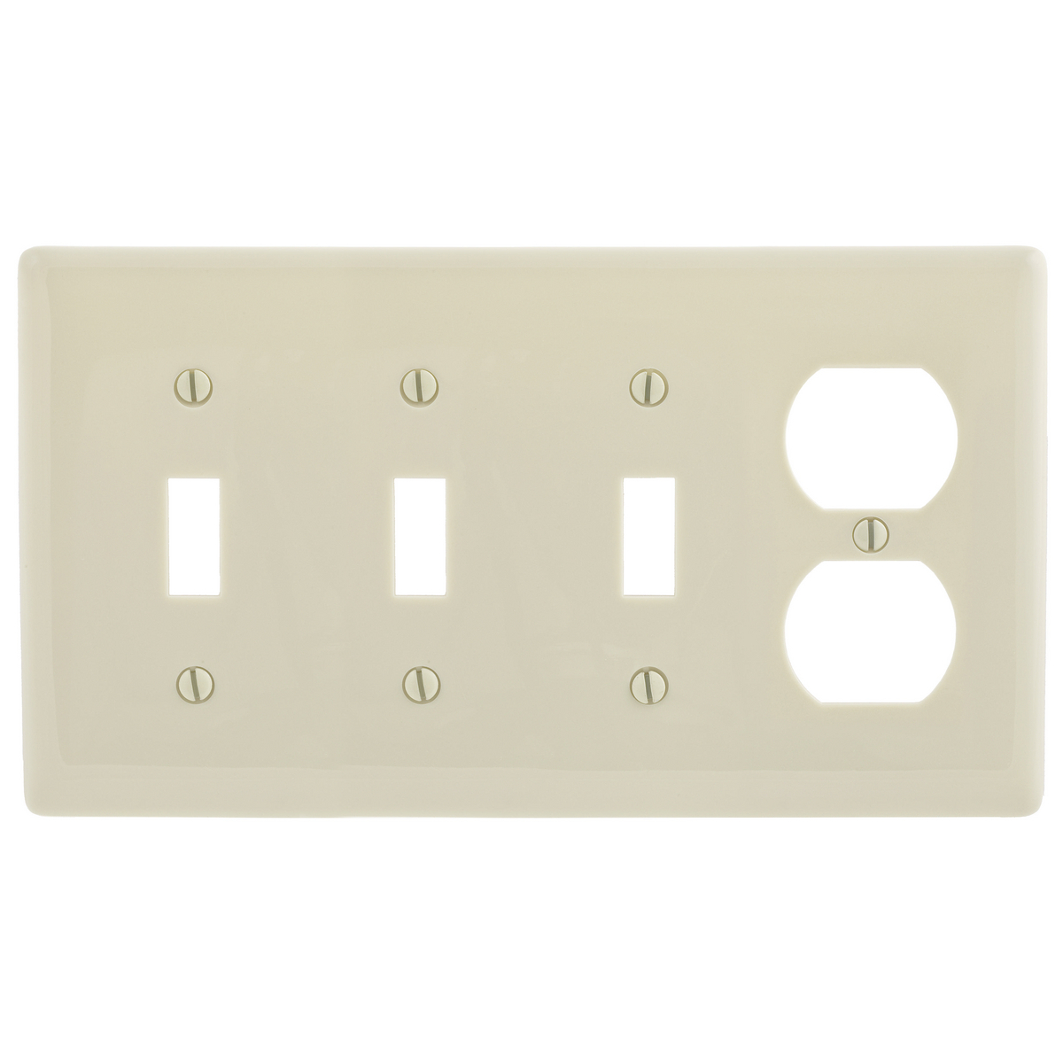 NP38LA Standard Combination Wall Plate and Box Cover, 4 Gangs, 8.31 in W x 4.62 in H, Nylon, Light Almond