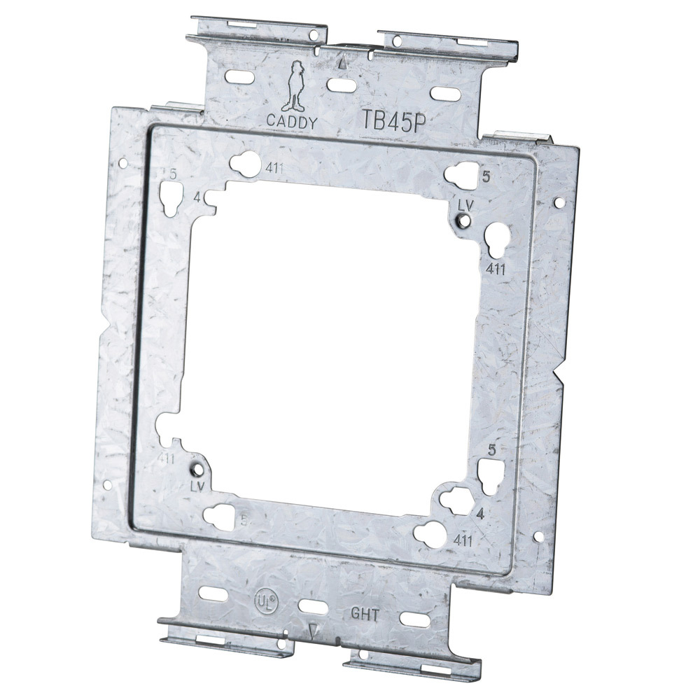 TB45P Snap-On Box Mounting Plate, For Use With Heavy Duty Telescoping Bracket and Metal or Wood Stud, 4 in, 4-11/16 in, 5 in Box Size, Steel