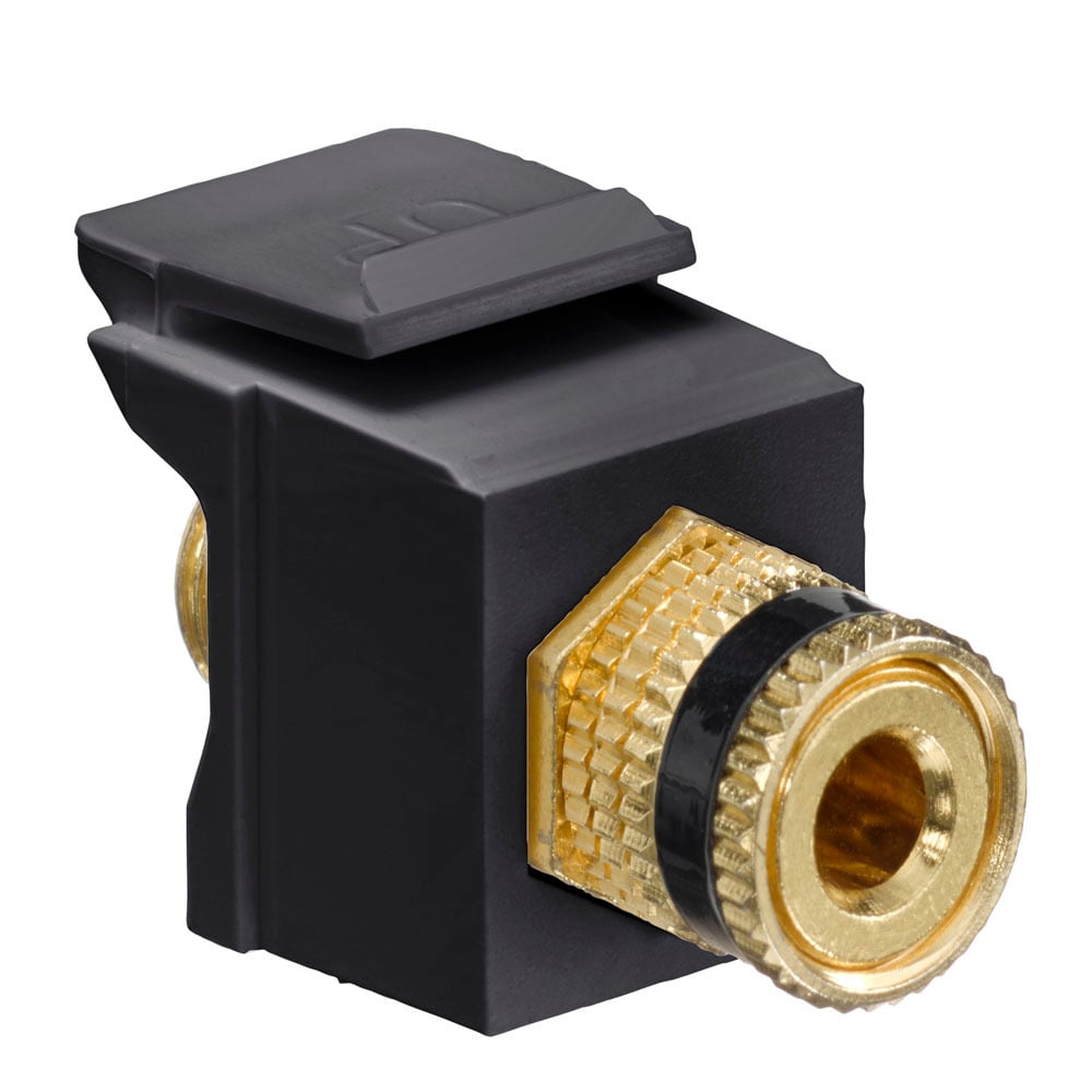 40833-BEE QuickPort Feed Through Fire Retardant Snap-In Binding Post Connector With Black Stripe, Screw Termination, Plastic