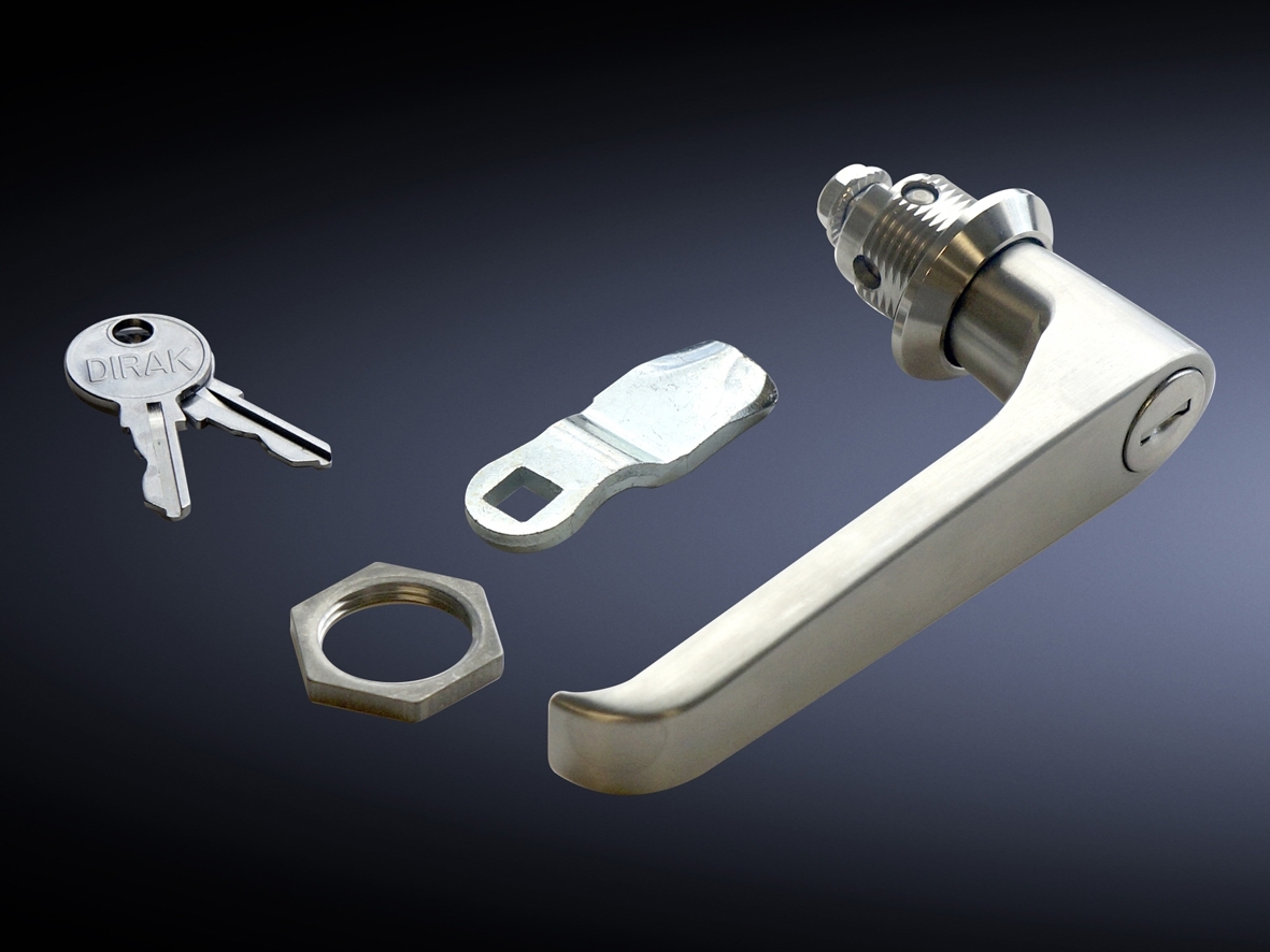 8018691 Key Locking Handle, L-Handle Handle, For Use With SZ Series 42 in Wall Mount Enclosure with 3-Point Latching, 316L Stainless Steel, Brushed