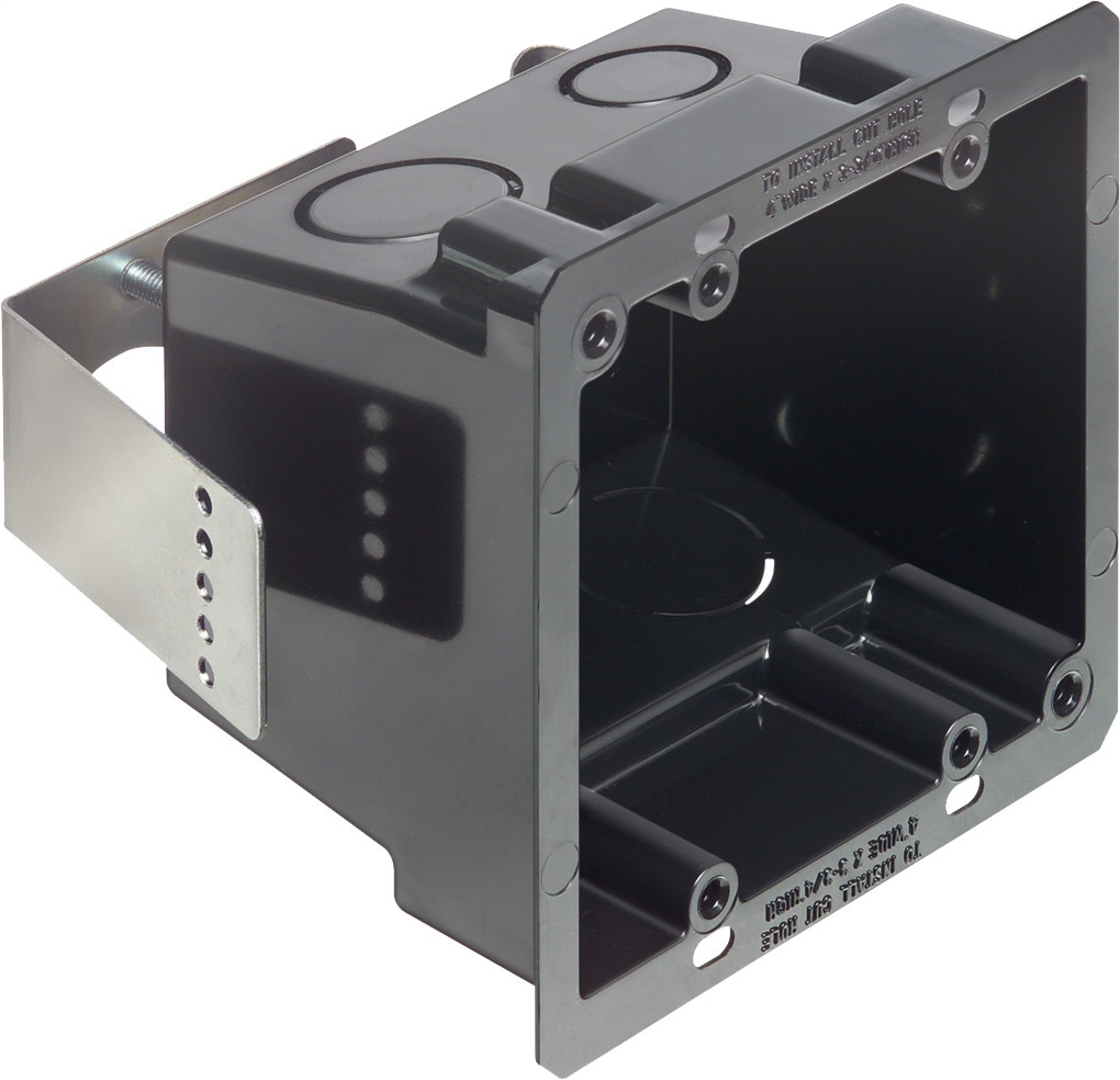 FSR404BL Outlet Box, Plastic/Steel, 27-1/2 cu-in Capacity, 2 Gangs, 4.25 in L x 4.185 in W x 3.875 in H