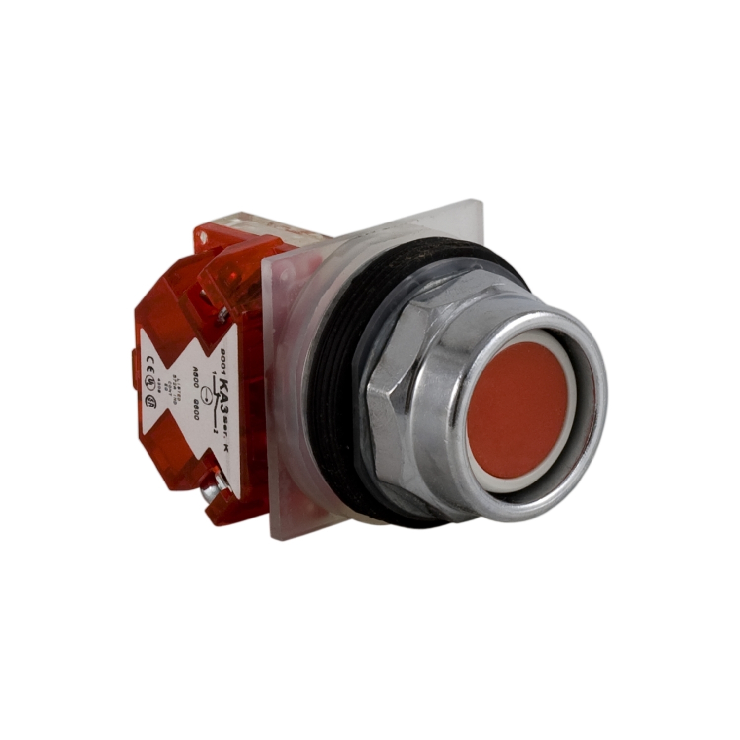 9001KR2RH6 Harmony Type K Heavy Duty Dusttight/Oiltight/Watertight Mechanically Interlocked Non-Illuminated Pushbutton With Extended Guard, 30 mm, 1NC Contact, Slow Break Contact, Red